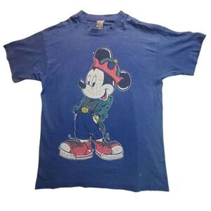 Vintage Mickey Unlimited Thrashed Disney MOUSE Rap with Sneakers Size XL Shirt